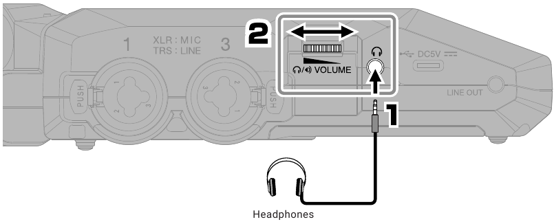 ZOOM - H6essential - Een hoofdtelefoon aansluiten en het volume aanpassen Een hoofdtelefoon aansluiten en het volume aanpassen