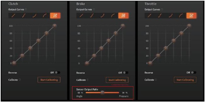 MOZA - CRP2 - De hoek/druk sensor ratio aanpassen De hoek/druk sensor ratio aanpassen