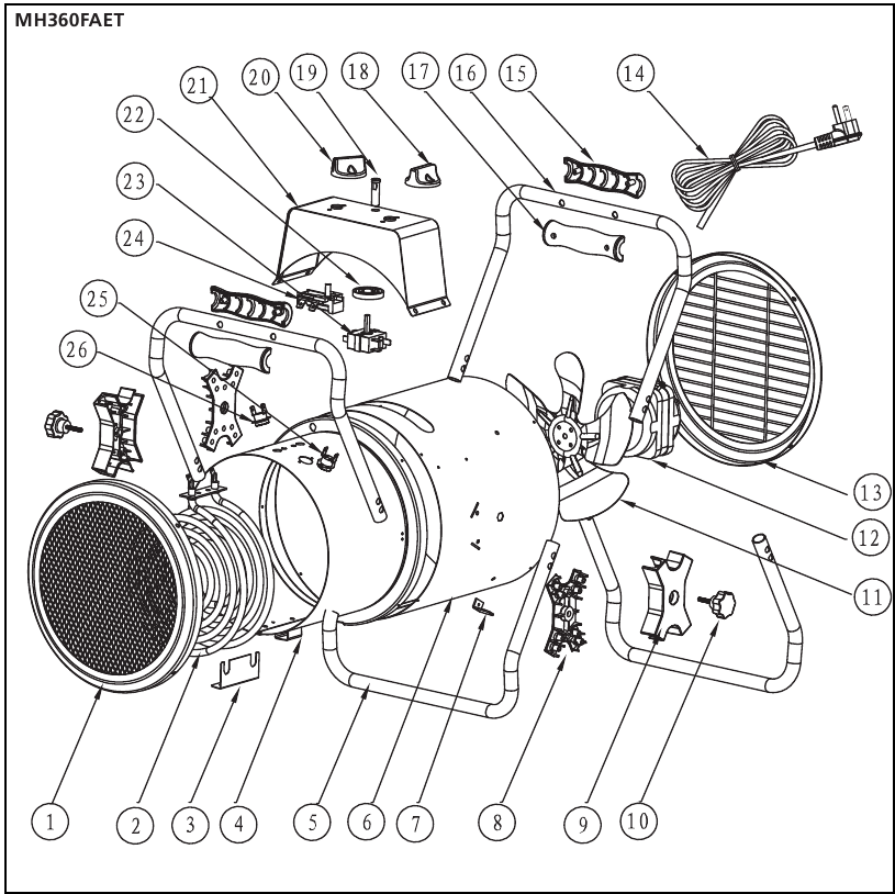 Mr Heater - MH165FAET - ONDERDELENLIJST/UITGEKLAPTE WEERGAVE - MH360FAET ONDERDELENLIJST/UITGEKLAPTE WEERGAVE - MH360FAET