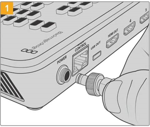 Blackmagic Design - ATEM Mini - Stroom aansluiten - Stap 1 Stroom aansluiten - Stap 1