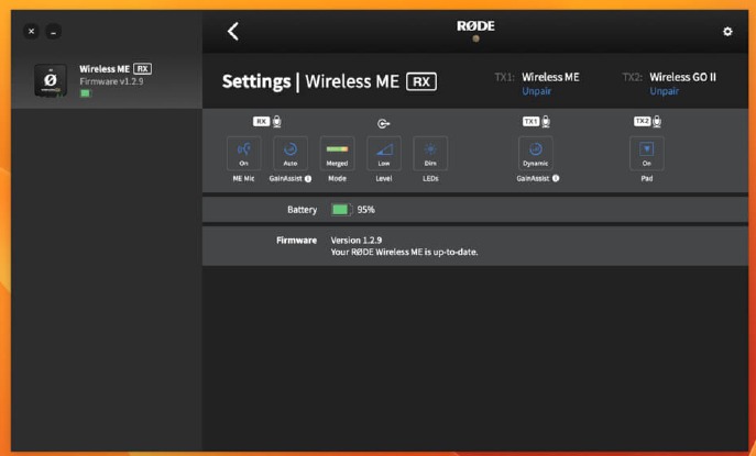 RODE - WIRELESS ME - Modus Merged & Split - Stap 1 Modus Merged & Split - Stap 1