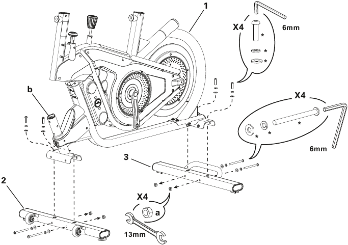 Bowflex - Velocore - Montage - Stap 1 - Stabilisatoren aan frame bevestigen Montage - Stap 1 - Stabilisatoren aan frame bevestigen