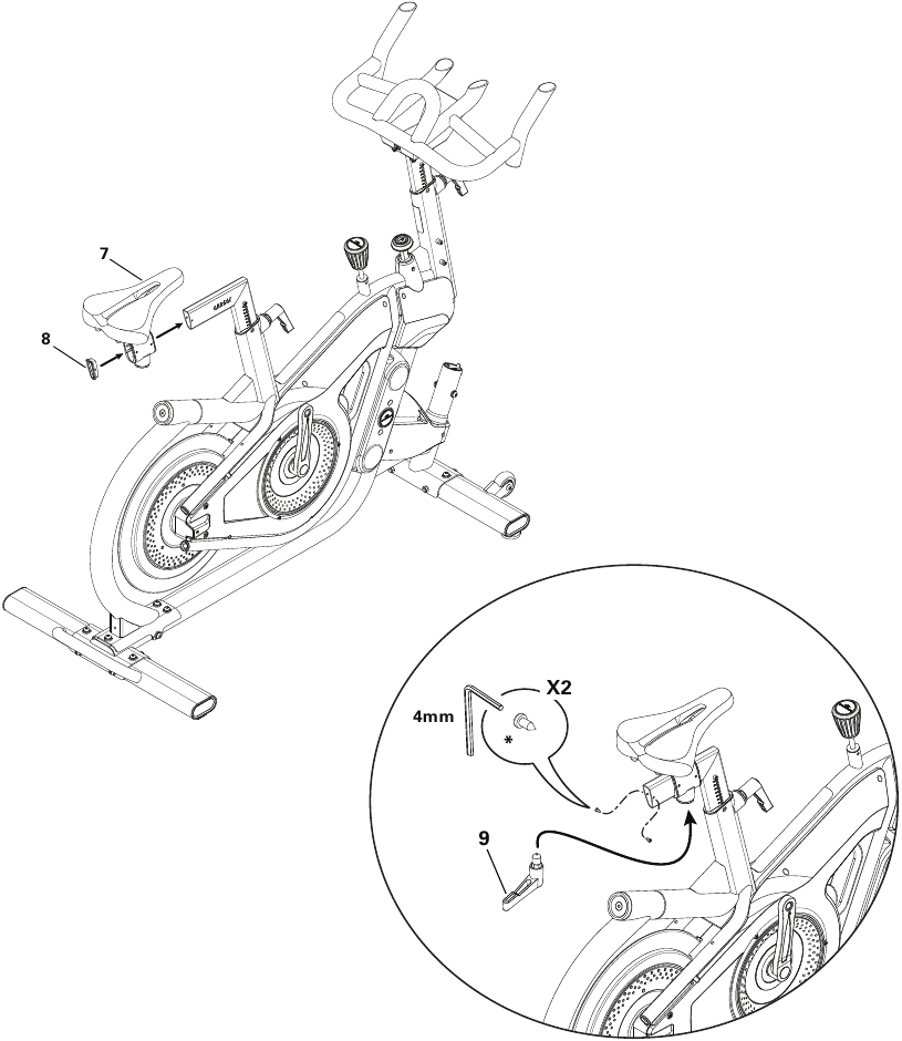 Bowflex - Velocore - Montage - Stap 4 - De zadeleenheid installeren Montage - Stap 4 - De zadeleenheid installeren