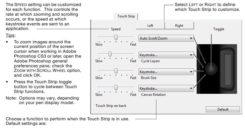 Wacom - Cintiq - DE TOUCH STRIPS AANPASSEN DE TOUCH STRIPS AANPASSEN
