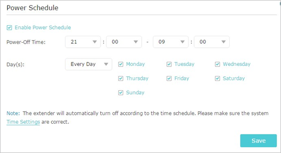 TP-Link - TL-WA860RE - Power Schedule (Stroomschema) Power Schedule (Stroomschema)