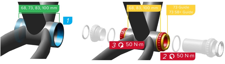 SRAM - Eagle AXS - DUB™ BSA trapas installeren DUB™ BSA trapas installeren