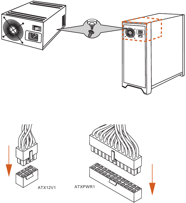 ASROCK - A620M HDV/M.2 - Installatie - De stroomconnectoren aansluiten Installatie - De stroomconnectoren aansluiten