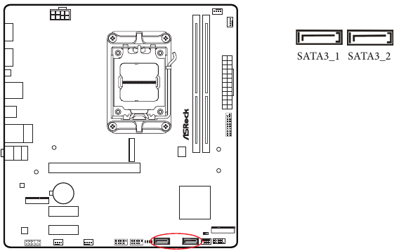 ASROCK - A620M HDV/M.2 - Onboard Headers and Conn-s - Serial ATA3 connectoren Onboard Headers and Conn-s - Serial ATA3 connectoren