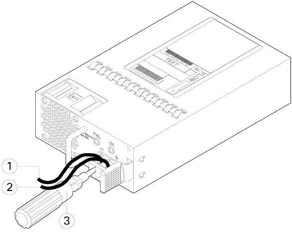Cisco - Firepower 2130 - De gelijkstroomvoedingsmodule aansluiten - Stap 2 De gelijkstroomvoedingsmodule aansluiten - Stap 2