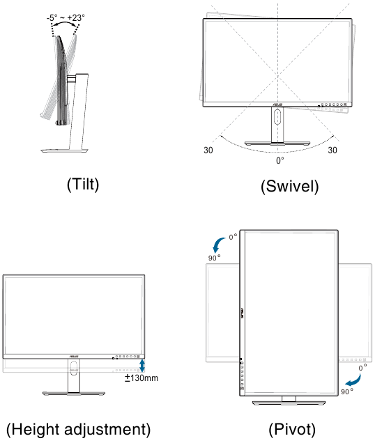 Asus - ProArt PA27JCV - Installatie - De monitor aanpassen Installatie - De monitor aanpassen