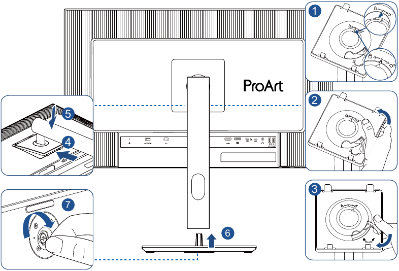 Asus - ProArt PA27JCV - Installatie - De monitorarm/voet monteren Installatie - De monitorarm/voet monteren
