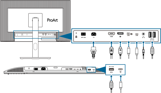 Asus - ProArt PA27JCV - Installatie - De kabels aansluiten Installatie - De kabels aansluiten