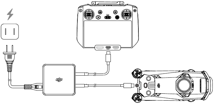dji - MAVIC 3M - De batterij opladen De batterij opladen