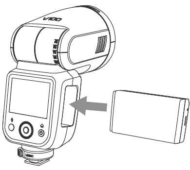Godox - V100 - De batterij installeren De batterij installeren