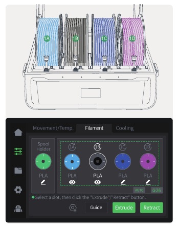 Creality - K2 Plus - Filament instellen - Stap 2 Filament instellen - Stap 2