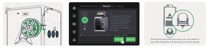 Creality - K2 Plus - Filament laden vanaf spoelhouder - Stap 2 Filament laden vanaf spoelhouder - Stap 2