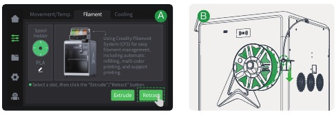 Creality - K2 Plus - Filament laden vanaf spoelhouder - Stap 3 Filament laden vanaf spoelhouder - Stap 3