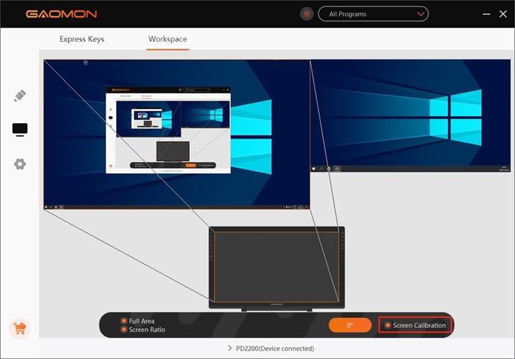 GAOMON - PD2200 - Kalibratie - Stap 1 Kalibratie - Stap 1