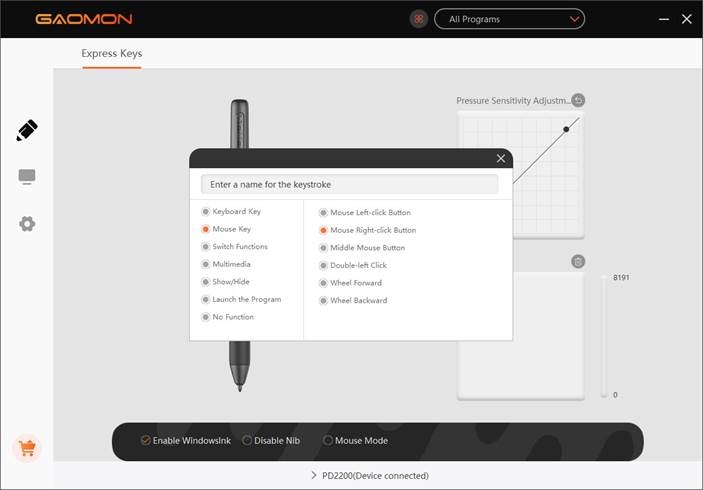 GAOMON - PD2200 - Functie-instelling penknoppen - Stap 2 Functie-instelling penknoppen - Stap 2
