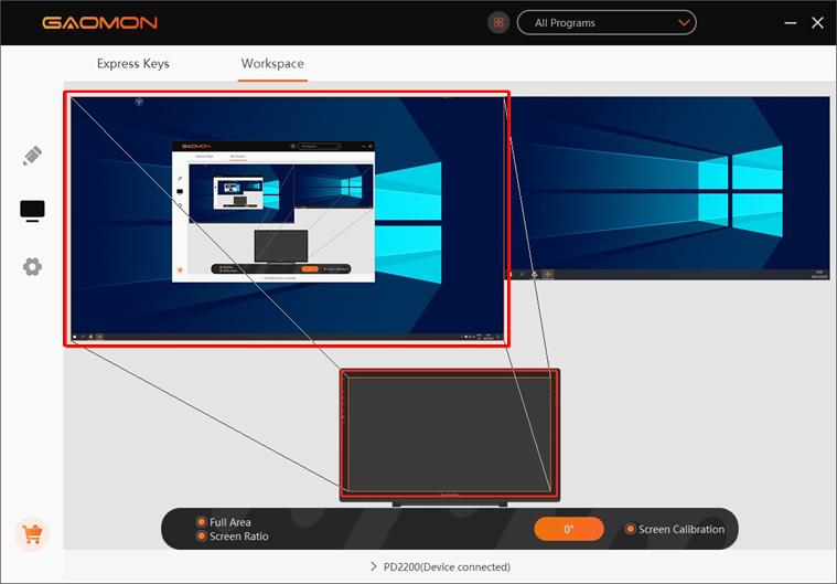 GAOMON - PD2200 - Werkgebiedinstelling - Meerdere monitors gebruiken Werkgebiedinstelling - Meerdere monitors gebruiken