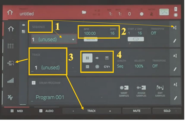 Akai - MPC live 2 - Project Homepagina, Sequenties en Tracks Project Homepagina, Sequenties en Tracks