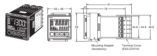 Omron - E5CN - Afmetingen - Deel 1 Afmetingen - Deel 1