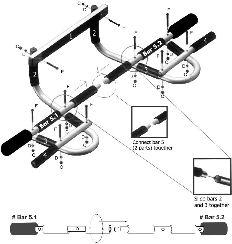 PROSOURCEFIT - MULTI-GRIP PULL-UP BAR - Montagediagram - Deel 1 Montagediagram - Deel 1