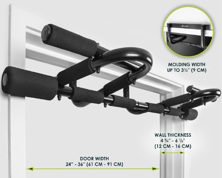 PROSOURCEFIT - MULTI-GRIP PULL-UP BAR - Vereiste deurmeting Vereiste deurmeting