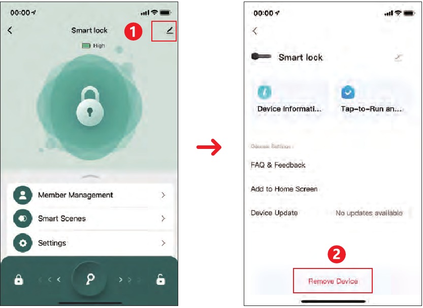 TUYA - SMART LOCK - Fabrieksinstellingen herstellen met behulp van de app Fabrieksinstellingen herstellen met behulp van de app