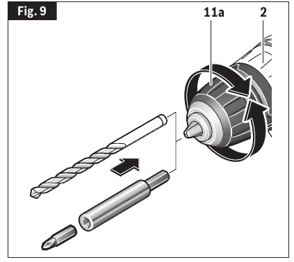 Bosch - GSR12V-300FC - Bits plaatsen en verwijderen (boorboorkop) Bits plaatsen en verwijderen (boorboorkop)