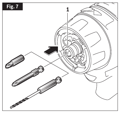 Bosch - GSR12V-300FC - Bits plaatsen en verwijderen (hoofdzeskantaandrijving) Bits plaatsen en verwijderen (hoofdzeskantaandrijving)