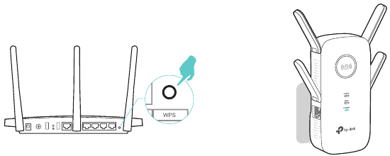 TP-Link - RE650 - Verbinding maken met het hostnetwerk via de WPS-knop Verbinding maken met het hostnetwerk via de WPS-knop