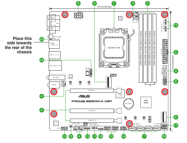 Asus - PRIME B650M-A WIFI - Overzicht moederbord Overzicht moederbord