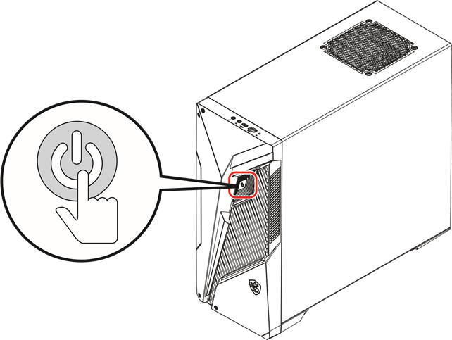 MSI - Infinite S Series - Druk op de aan/uit-knop om het systeem in te schakelen Druk op de aan/uit-knop om het systeem in te schakelen