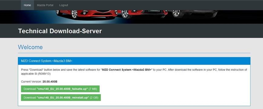 Mazda - 3 2013 - Software downloads procedure - Stap 1 Software downloadprocedure - Stap 1