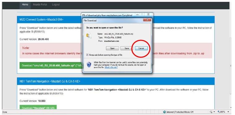 Mazda - 3 2013 - Software downloads procedure - Stap 2 Software downloadprocedure - Stap 2