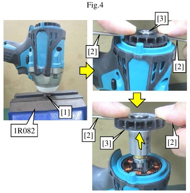Makita - DTW300 - Rotor, hamerkastgedeelte - Demonteren - Stap 3 Rotor, hamerkastgedeelte - Demonteren - Stap 3