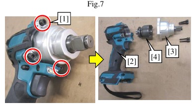 Makita - DTW300 - Rotor, hamerkastgedeelte - Demonteren - Stap 6 Rotor, hamerkastgedeelte - Demonteren - Stap 6