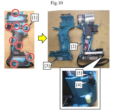 Makita - DTW300 - Rotor, hamerkastgedeelte - Demonteren - Stap 9 Rotor, hamerkastgedeelte - Demonteren - Stap 9