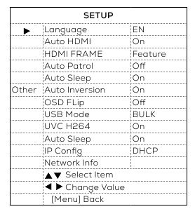 Setupmenu