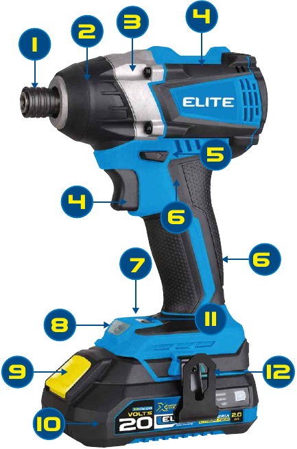 Elite - ADVANCE Series - 1/4 In. SLAGSCHROEVENDRAAIER - LIJST VAN ONDERDELEN 1/4 In. SLAGSCHROEVENDRAAIER - LIJST VAN ONDERDELEN