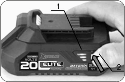 Elite - ADVANCE Series - De resterende accucapaciteit aangeven - Stap 1 De resterende accucapaciteit aangeven - Stap 1
