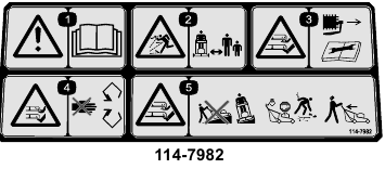 Sticker veiligheidswaarschuwingen grasmaaier