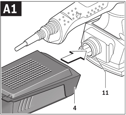 Bosch - PSM 200 AES - Geïntegreerde stofafzuiging met stofbox - Stap 1 Geïntegreerde stofafzuiging met stofbox - Stap 1