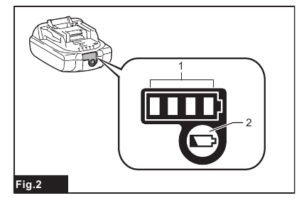Makita - DHP484 - De resterende accucapaciteit aangeven De resterende accucapaciteit aangeven