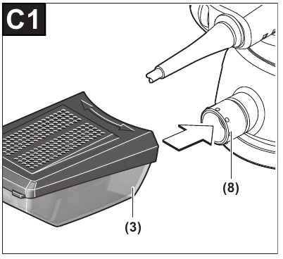 Bosch - GEX Professional 125-1 A - Zelfgegenereerde stofafzuiging met stofbox - Stap 1 Zelfgegenereerde stofafzuiging met stofbox - Stap 1