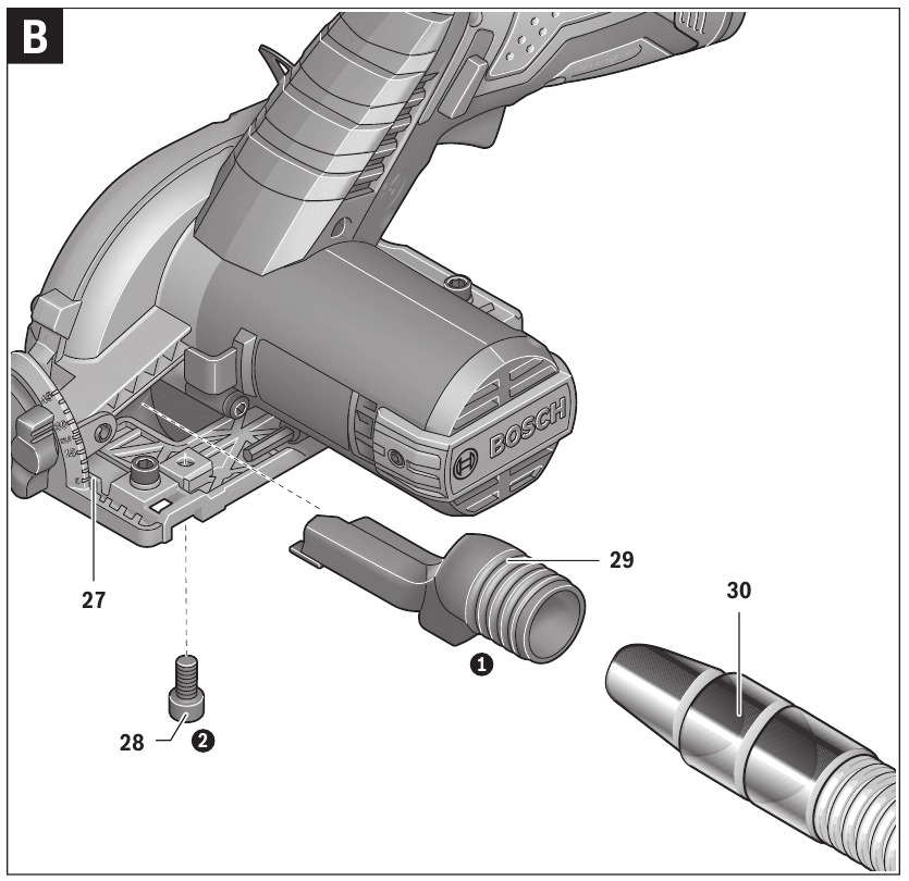 Bosch - GKS 12V-26 Professional - De afzuigadapter monteren De afzuigadapter monteren