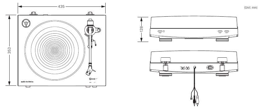 Audio Technica - AT-LP3 - Afmetingen Afmetingen