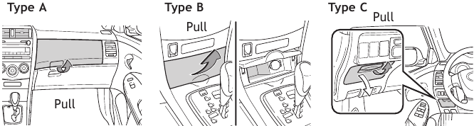 Toyota - COROLLA 2010 - Auxiliary storage - Instrument panel Extra opslagruimte - Instrumentenpaneel