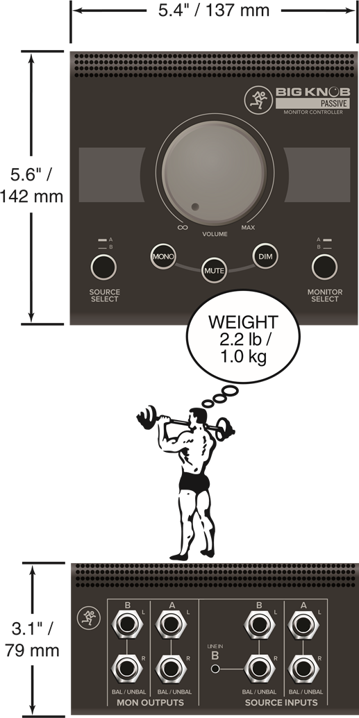Mackie - Big Knob Passive - Big Knob Passive Afmetingen Big Knob Passive Afmetingen